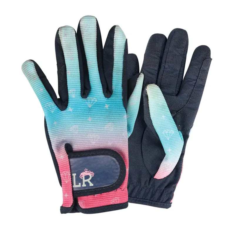 Dazzling Diamond Riding Gloves by Little Rider - Teal/Pink