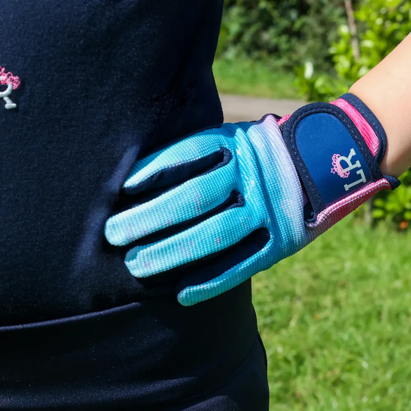 Dazzling Diamond Riding Gloves by Little Rider - Teal/Pink-1