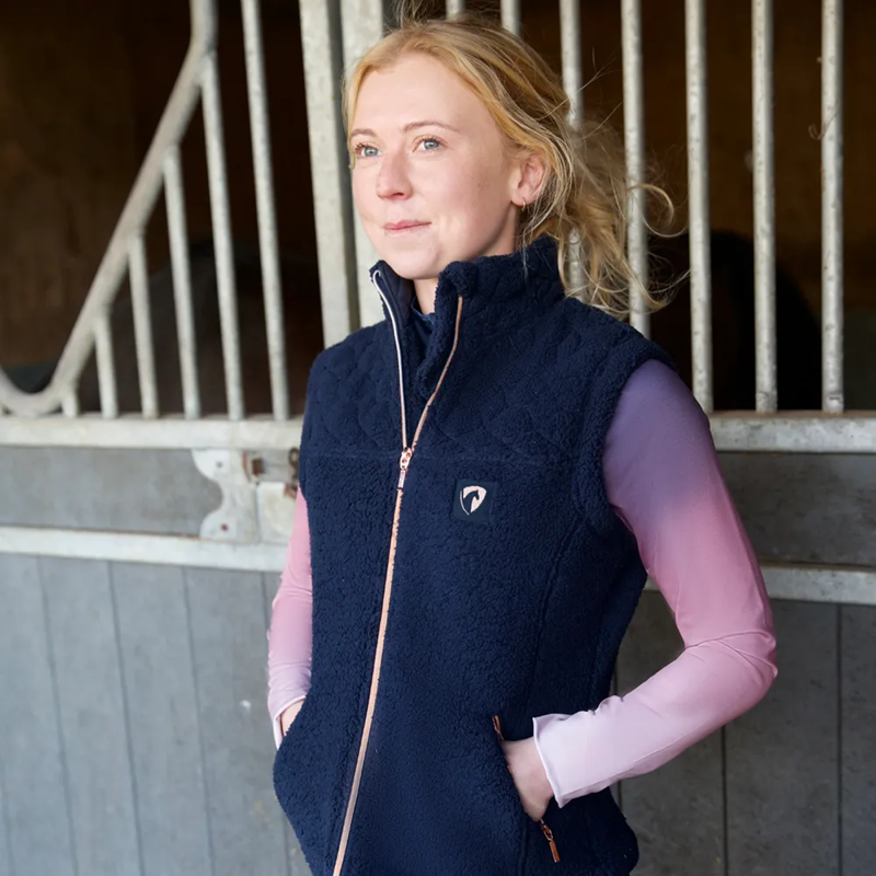 Hy Equestrian Elevate Teddy Fleece Gilet - Navy-3