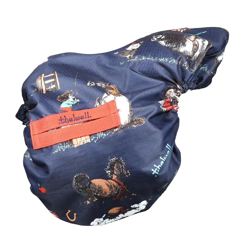 Hy Equestrian Thelwell Collection Practice Makes Perfect Saddle Cover - Navy/Red