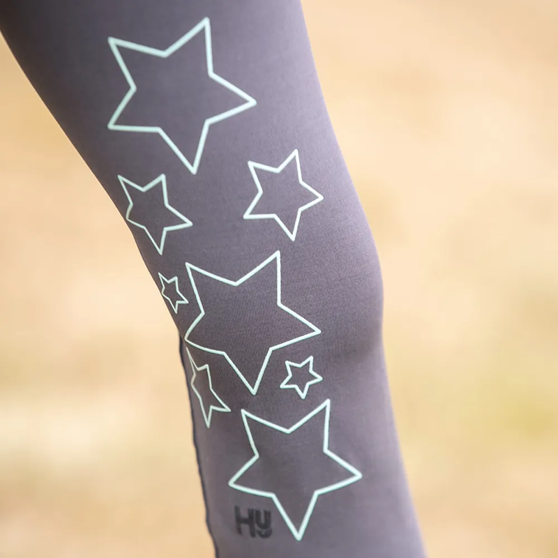 Hy Equestrian Stella Children's Riding Tights - Charcoal/Mint-1