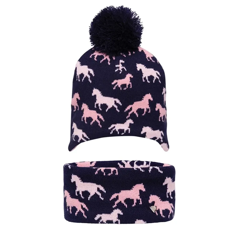 Hy Equestrian Flaine Hat And Headband Set - Navy