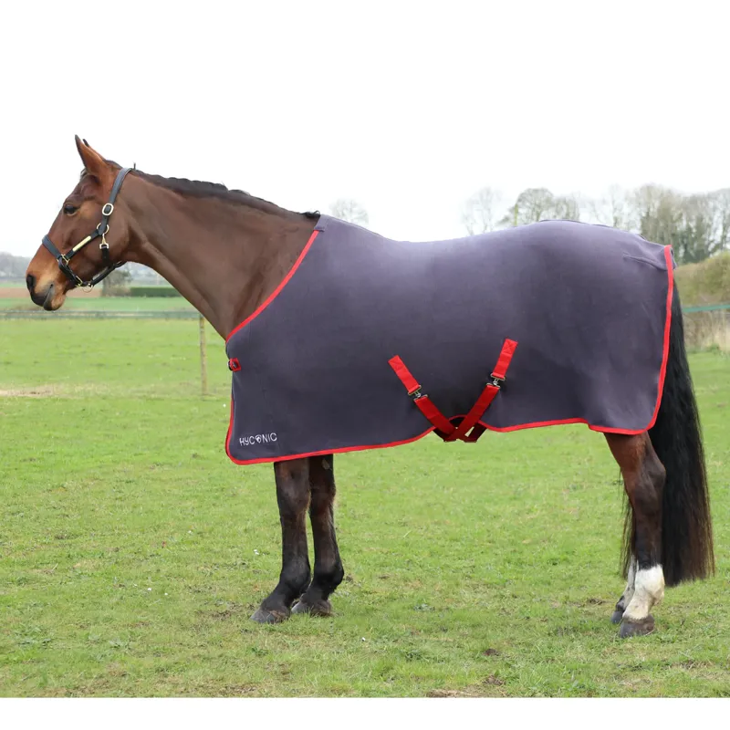 Hy HYCONIC Fleece Rug - Charcoal/Red