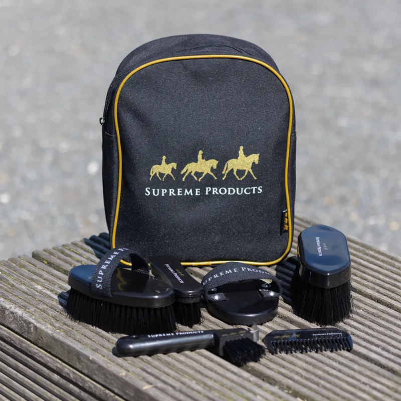 Supreme Products Pampered Pony Complete Grooming Rucksack - Black/Gold-1