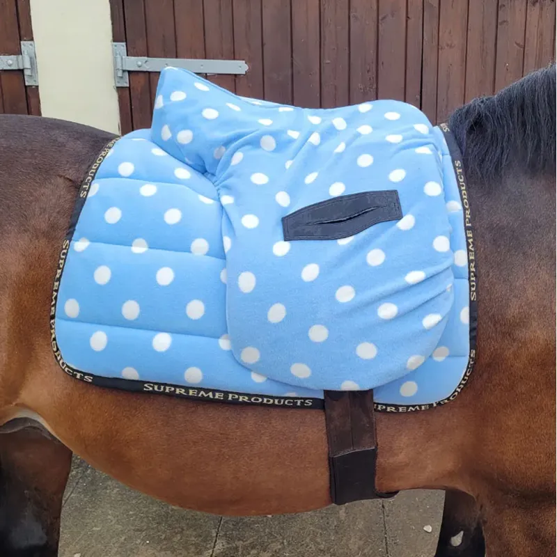 Supreme Products Ride on Dotty Fleece Saddle Cover - Beautiful Blue