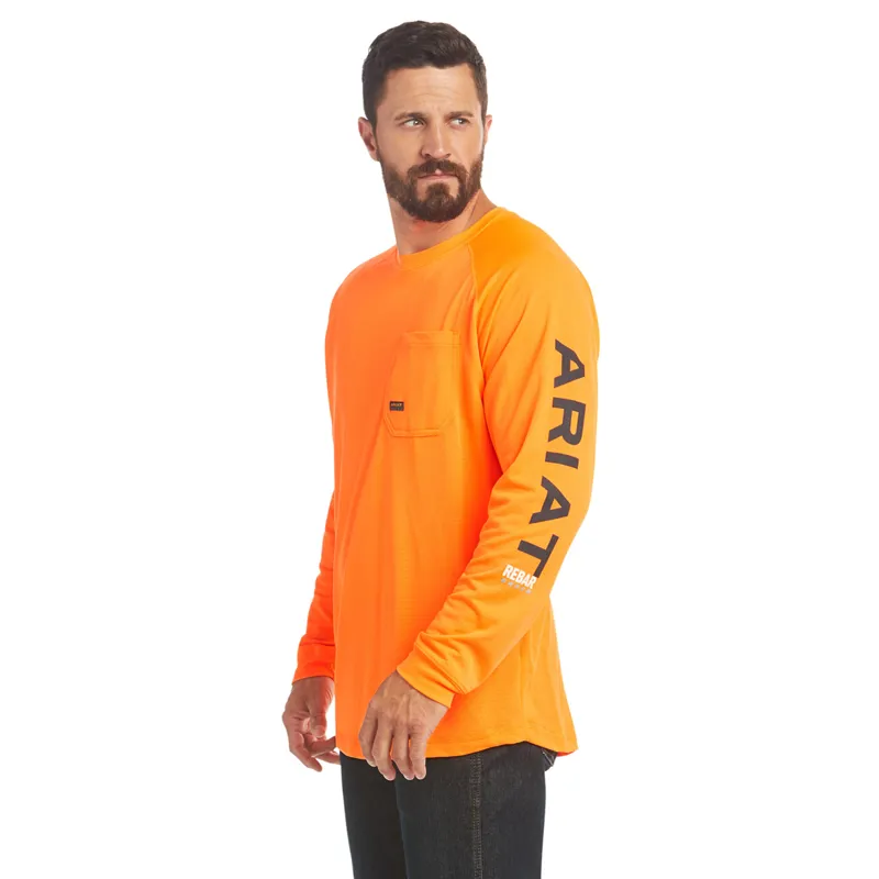 Ariat Men's Rebar Heat Fighter Long Sleeve T-Shirt - Neon Orange