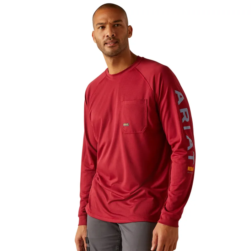 Ariat Men's Rebar Heat Fighter Long Sleeve T-Shirt - Tibetan Red