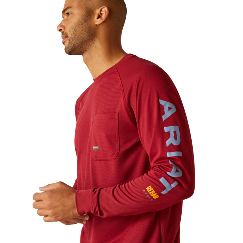 Ariat Men's Rebar Heat Fighter Long Sleeve T-Shirt - Tibetan Red-2