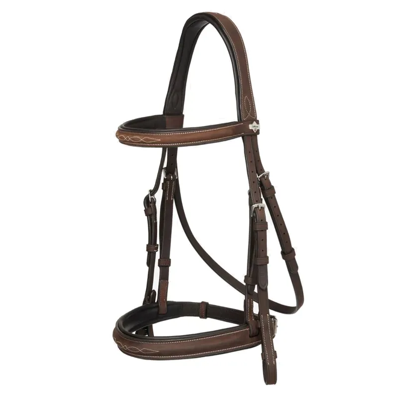 LeMieux Stitched Hunter Bridle with Laced Reins - Havana/Silver