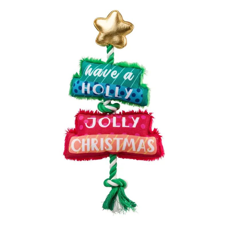 House of Paws Christmas Rope Toy - Merry and Bright Tree
