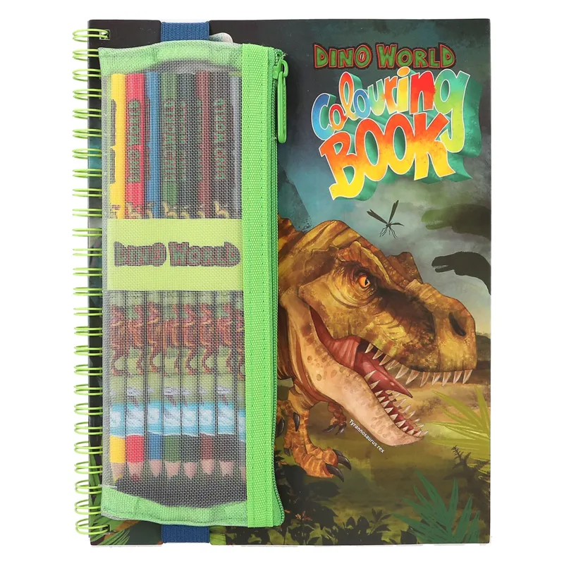 Dino World Colouring Book With Coloured Pencils