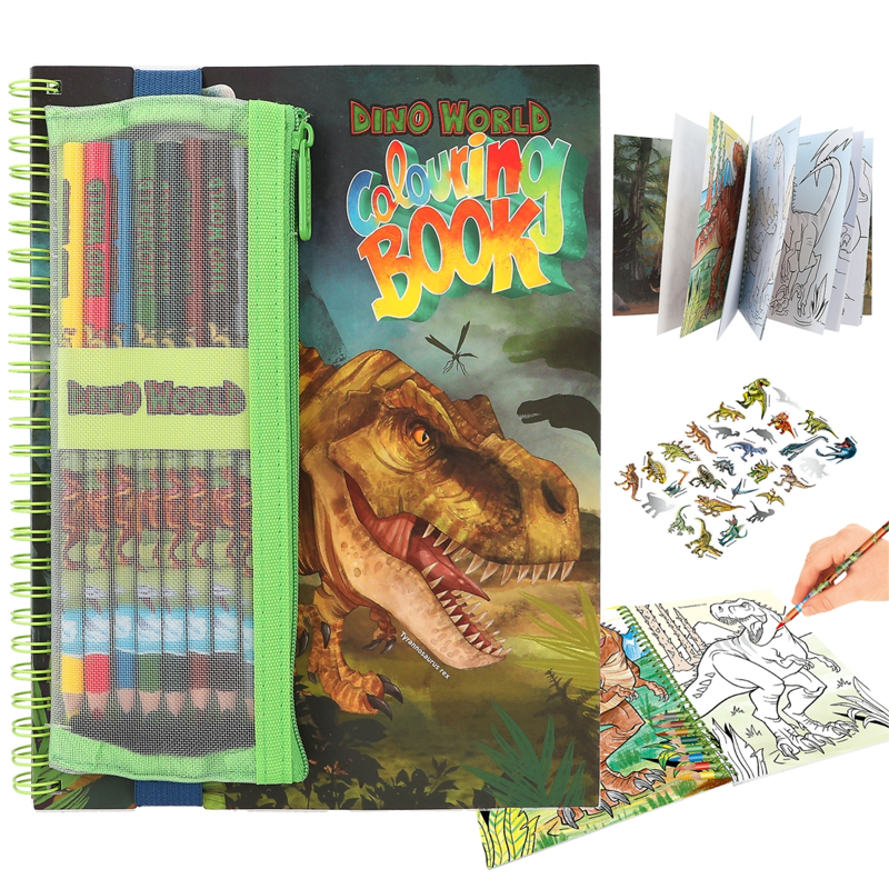 Dino World Colouring Book With Coloured Pencils-2