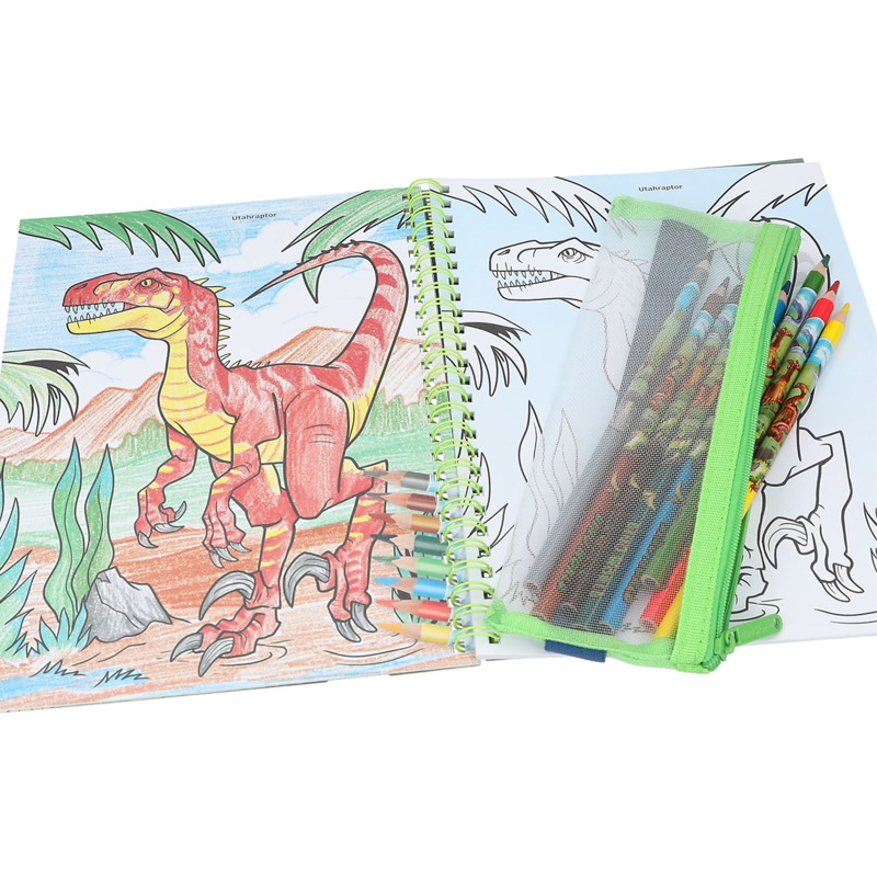 Dino World Colouring Book With Coloured Pencils-4