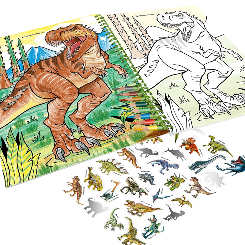 Dino World Colouring Book With Coloured Pencils-5