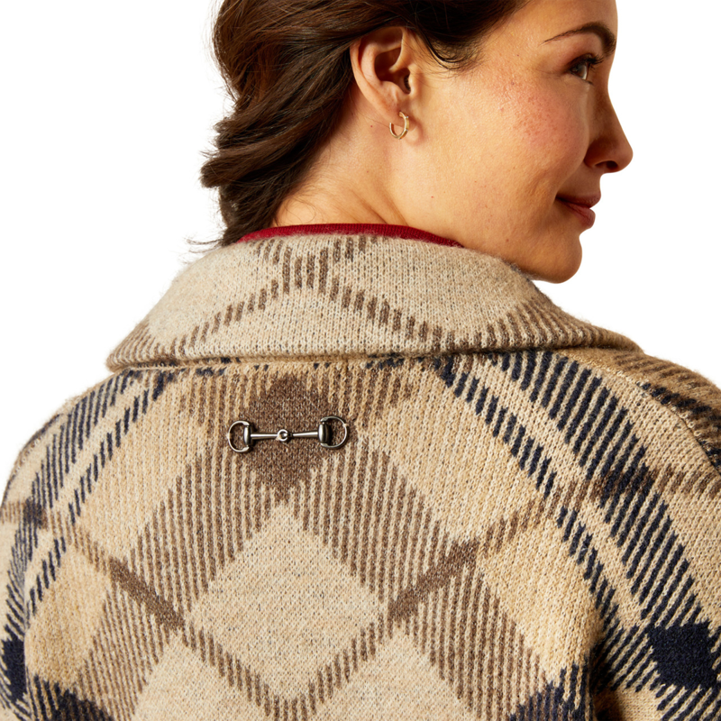 Ariat Women's Ballston Cardigan - Oatmeal Plaid-3