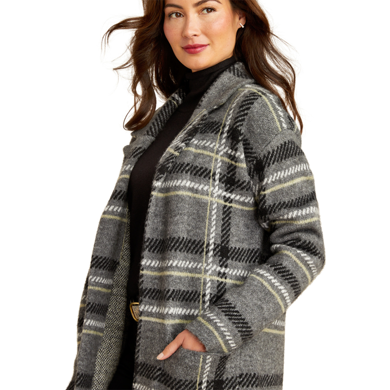 Ariat Women's Ballston Cardigan - Charcoal Plaid-2