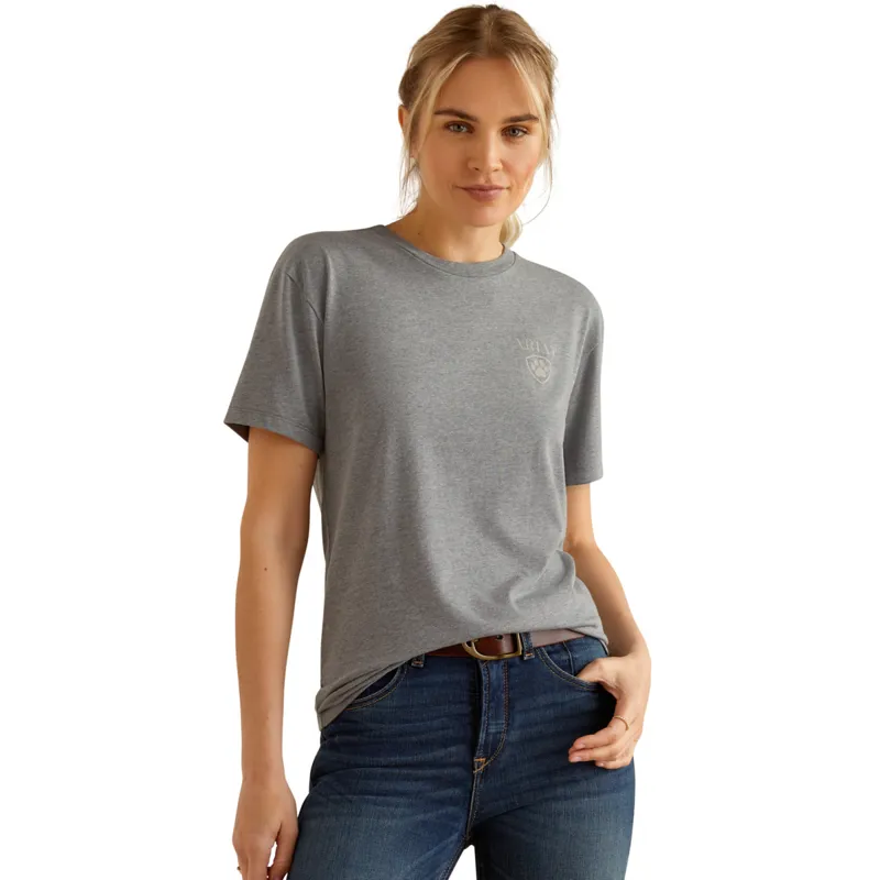 Ariat Women's BF Paw Badge T-Shirt - Heather Grey