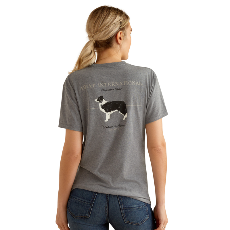 Ariat Women's BF Paw Badge T-Shirt - Heather Grey-1