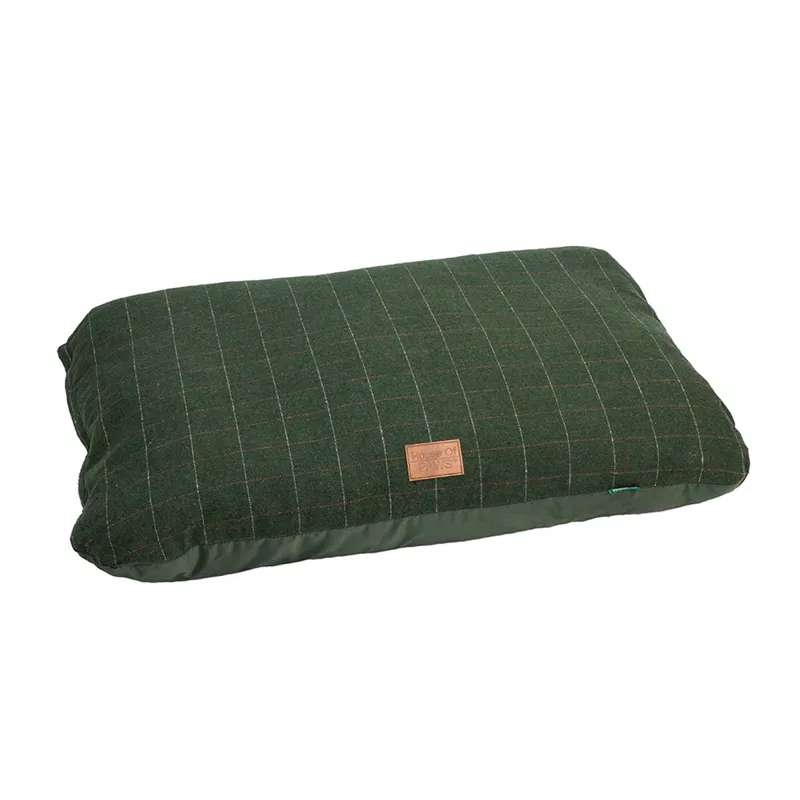 House of Paws Tweed Cushion Bed - Green