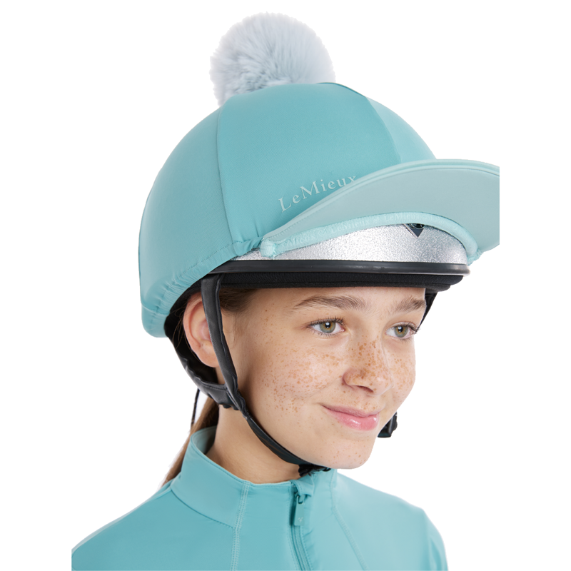 LeMieux Pom Hat Silk - Lagoon/Aqua-1