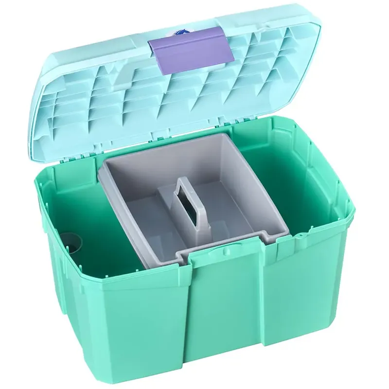 Plastica Panaro Tack Box - Turquoise/Violet Tulip Medium-1