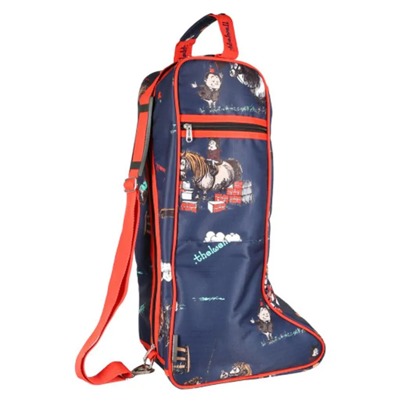 Hy Equestrian Thelwell Collection Practice Makes Perfect Boot Bag - Navy/Red