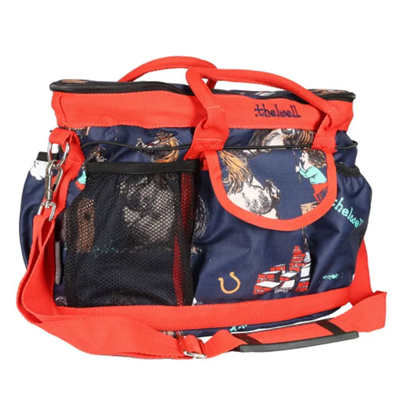 Hy Equestrian Thelwell Collection Practice Makes Perfect Grooming Bag - Navy/Red