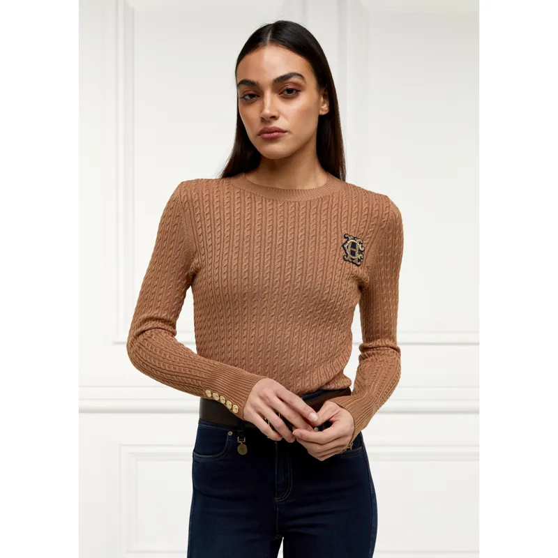 Holland Cooper Princeton Crew Neck Knit - Dark Camel