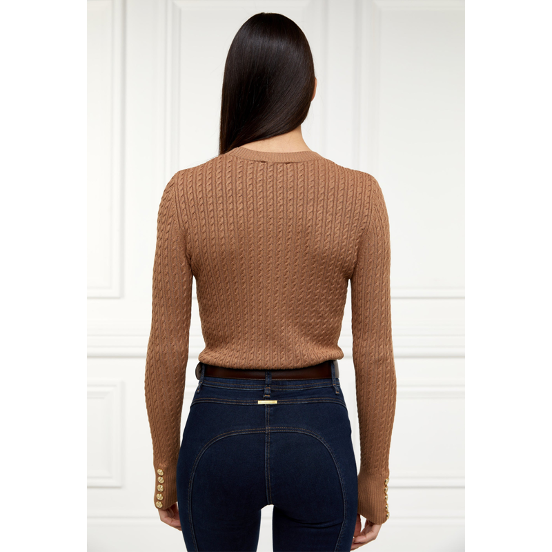 Holland Cooper Princeton Crew Neck Knit - Dark Camel-2