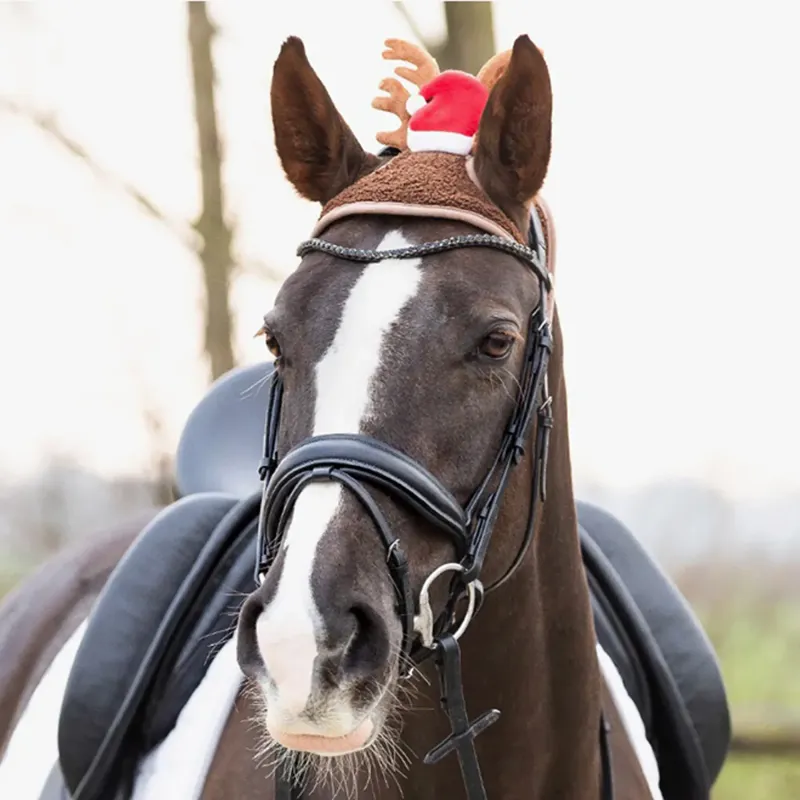 QHP Christmas Horse Hat Antlers - Red-1