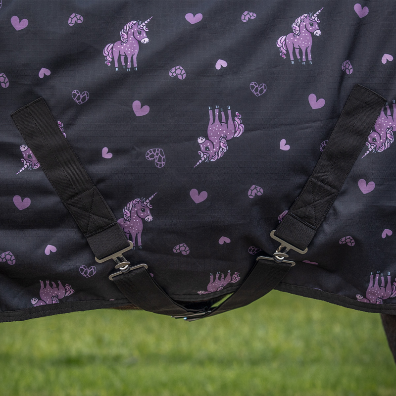 QHP Lize 100g Turnout Rug - Black/Violet-5