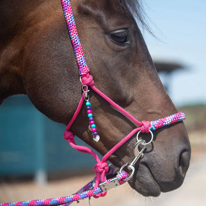 QHP Rope Halter Combi Liberty - Fuchsia-1