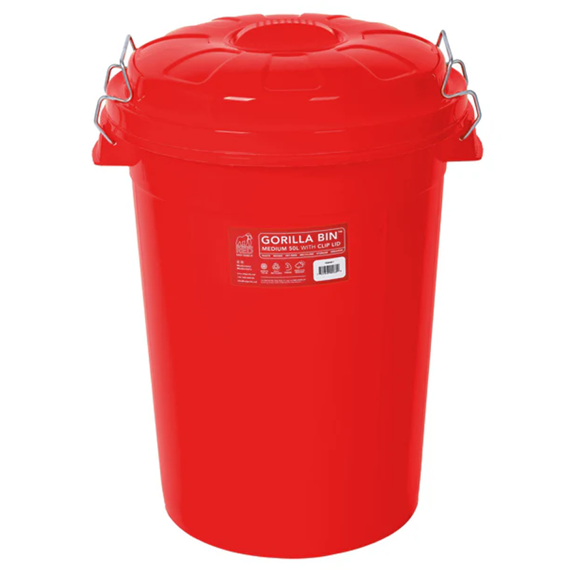 Red Gorilla Medium 50L Bin with Clip Lid-2