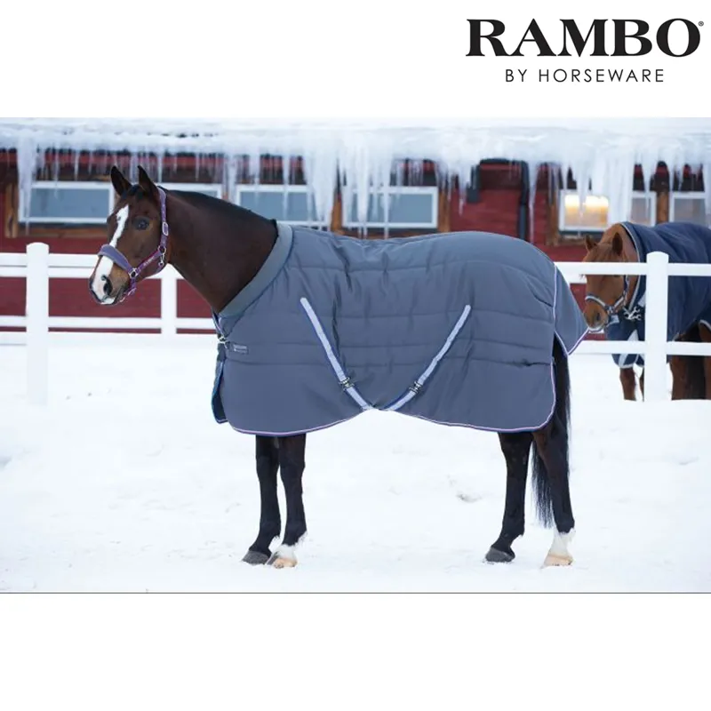 Horseware Rambo Cosy Stable Rug - Charcoal/Silver/Raspberry/Blue