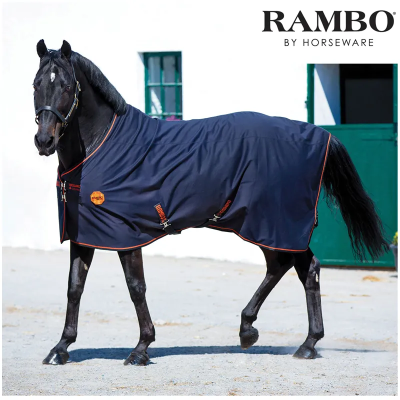Horseware Rambo Ionic Fleece Rug - Black/Black/Orange