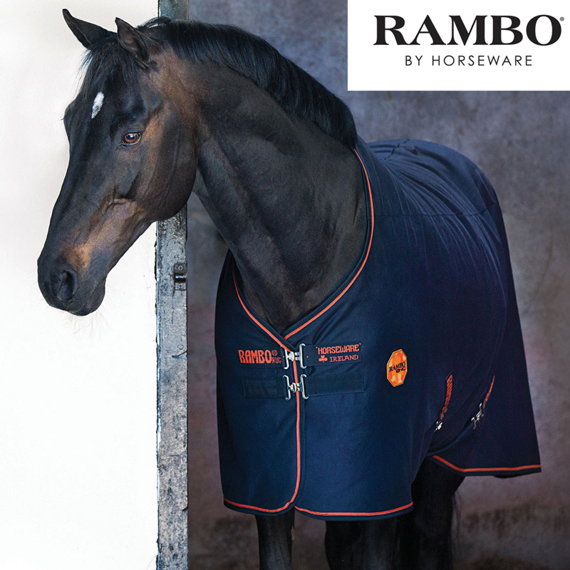 Horseware Rambo Ionic Fleece Rug - Black/Black/Orange-1