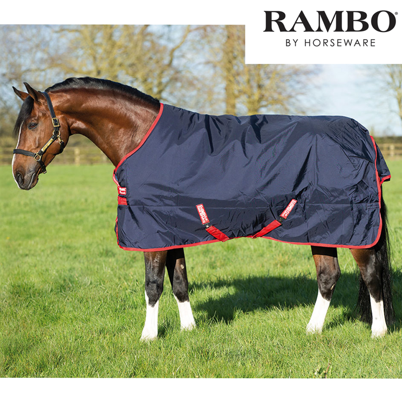 Horseware Rambo Original Mediumweight Turnout Rug 200g - Navy/Red-1