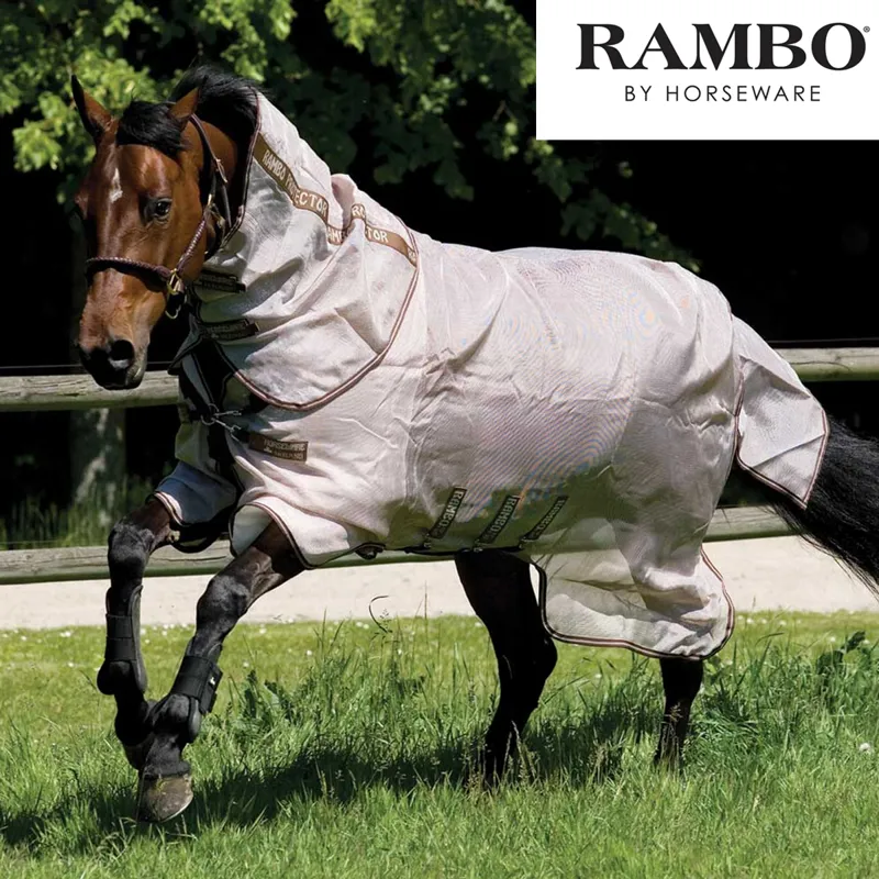 Horseware Rambo Protector Fly Rug - Oatmeal/Brown/Oatmeal