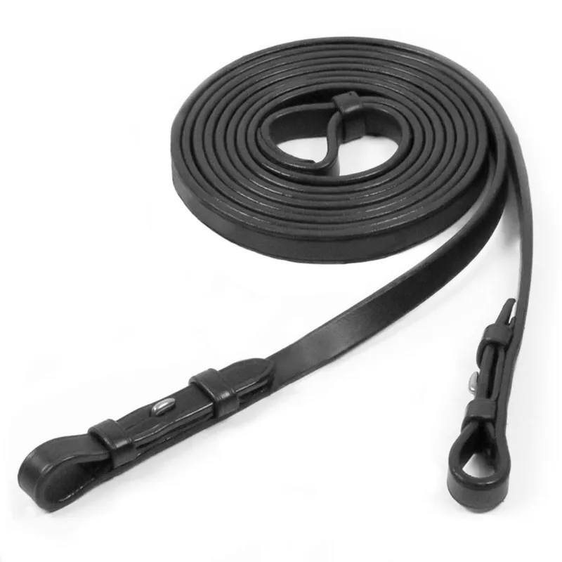 Schockemohle Double Bridle Leather Reins Hook and Stud - Black/Silver