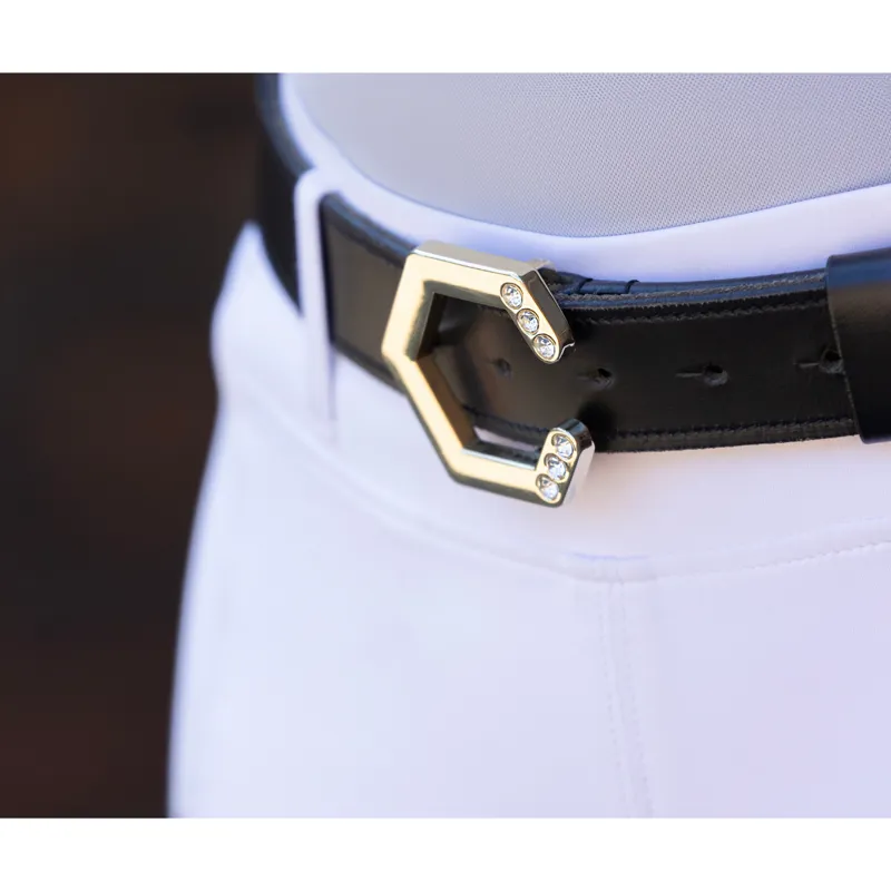 Coldstream Hutton Diamante Leather Belt - Black/Gold-3