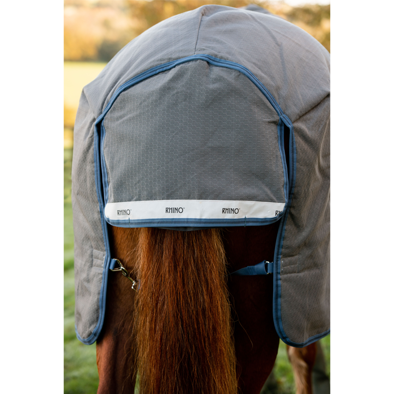 Horseware Rhino Plus HexStop 100g Turnout Rug - Grey/Indigo Navy-7