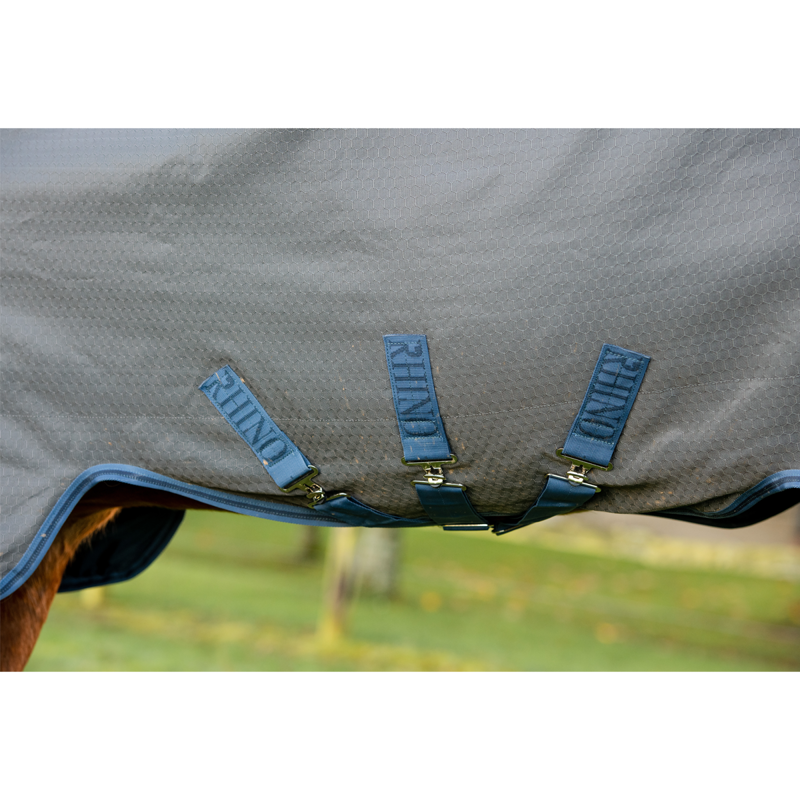 Horseware Rhino Plus HexStop 100g Turnout Rug - Grey/Indigo Navy-3