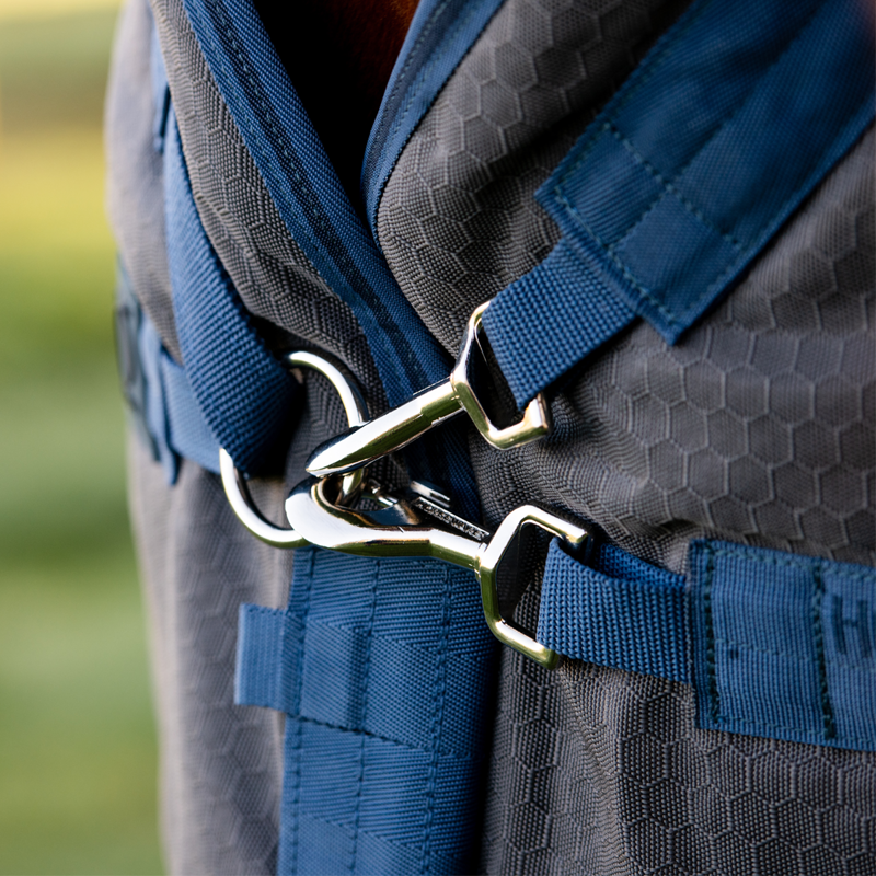 Horseware Rhino Plus HexStop 100g Turnout Rug - Grey/Indigo Navy-8