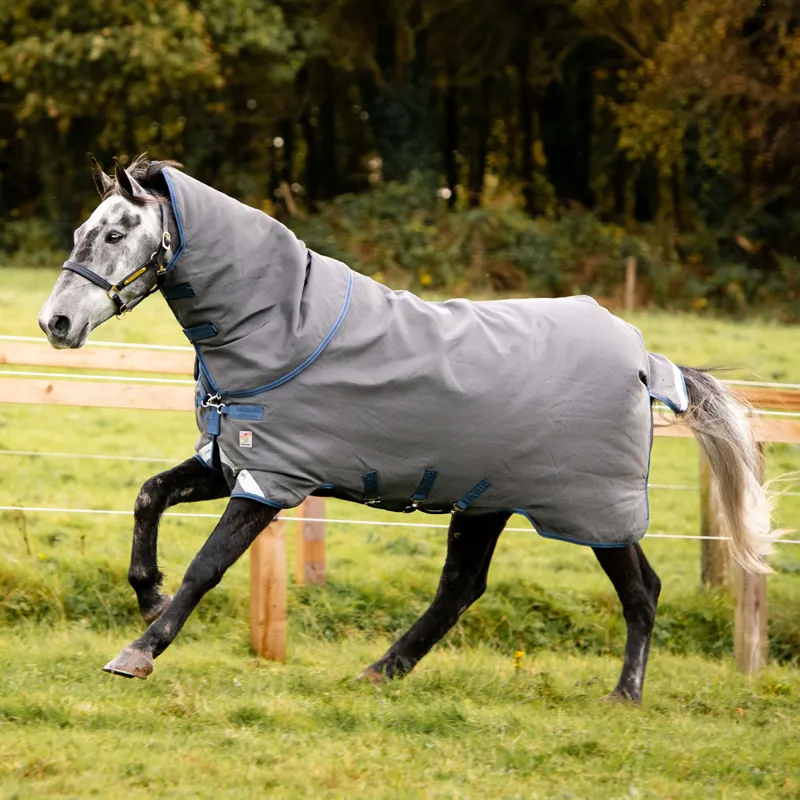 Horseware Rhino Plus HexStop 100g Turnout Rug - Grey/Indigo Navy