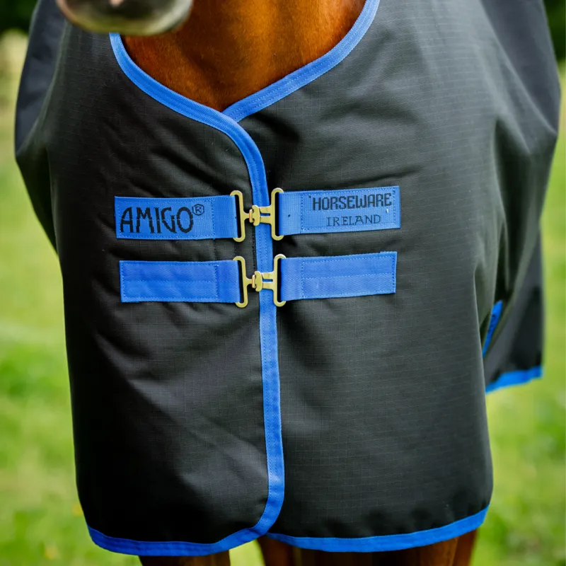 Horseware Amigo Ripstop 900 Plus 100g Turnout Rug - Black/Classic Blue-3