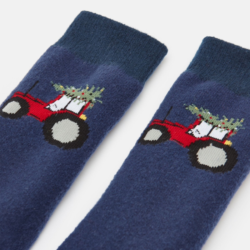 Joules Kids' Runaround Grippy Socks - Tractor-1