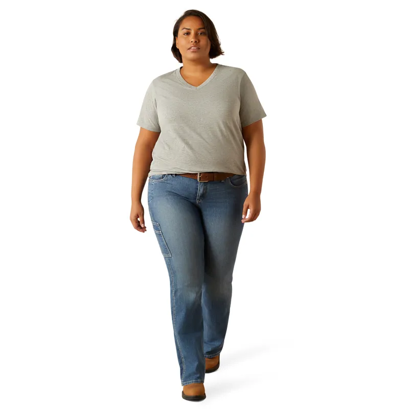 Ariat Women's Rebar Cotton Strong Standard V-Neck T-Shirt - Heather Grey-4