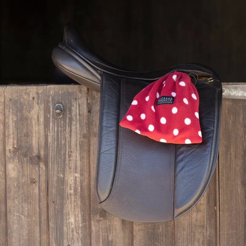 Supreme Products Dotty Fleece Stirrup Covers - Rich Raspberry