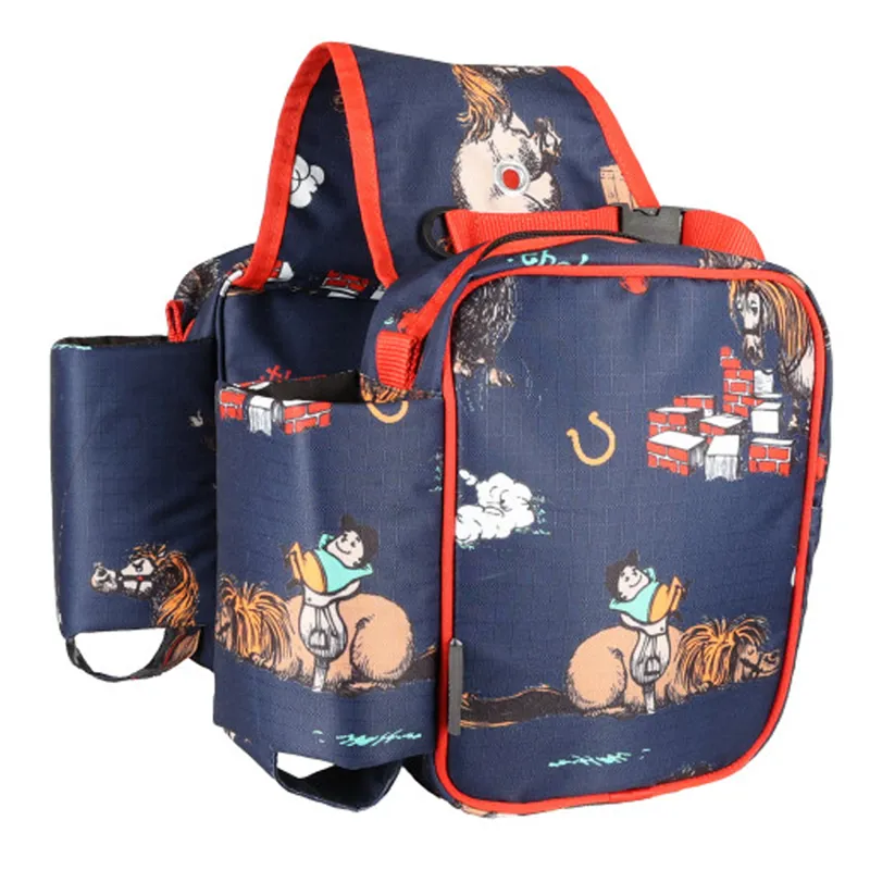 Hy Equestrian Thelwell Collection Practice Makes Perfect Saddle Pannier - Navy/Red