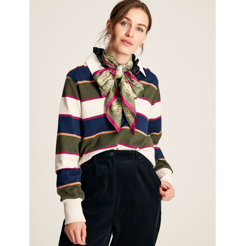 Joules Ladies Sammie Heavyweight Cotton Rugby Shirt - Multi Stripe-2